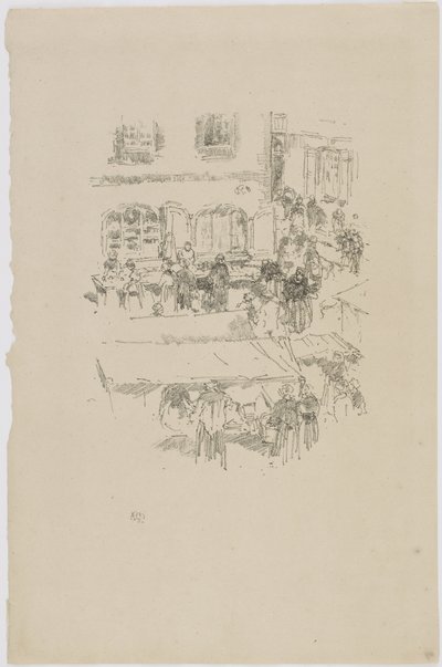 De markt, Vitre, 1893 door James Abbott McNeill Whistler